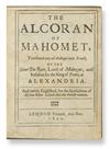 QUR''AN. The Alcoran of Mahomet, translated out of Arabique into French, by the Sieur Du Ryer . . . and newly Englished. 1649